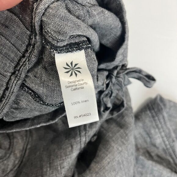 Athleta Womens 100% Linen Pants 4 Gray Ankle Tapered Leg Pull On Drawstring - Picture 8 of 8